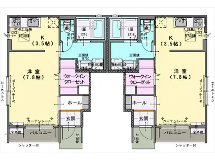 グランウッド(1K/1階)の間取り写真