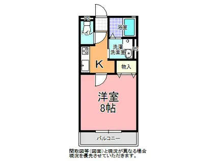 ペイサージュA棟(1K/2階)の間取り写真