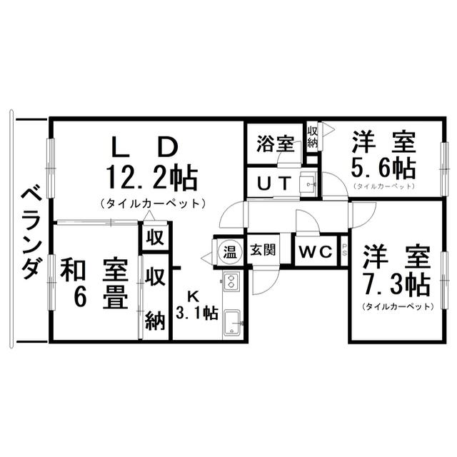 ドミール大川(3LDK/3階)の間取り写真