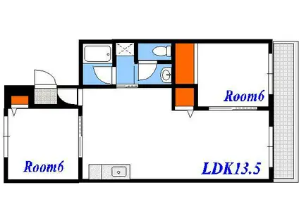 サニーガーデンハイツB棟(2LDK/2階)の間取り写真