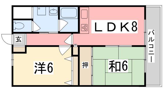 小玉ハイツ(2LDK/2階)の間取り写真