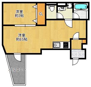 ALEGRIA住道 サウス(1LDK/3階)の間取り写真
