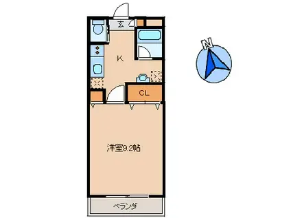 秀和ハイム(1K/1階)の間取り写真