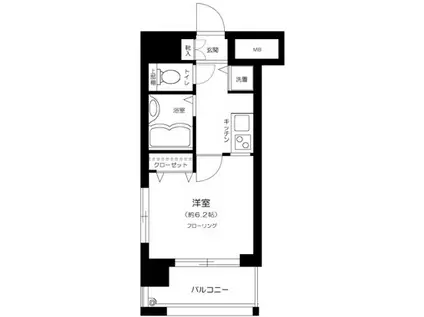 ラグジュアリーアパートメント三田慶大前(1K/3階)の間取り写真