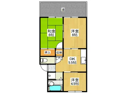 ロンドンタウン(3DK/2階)の間取り写真