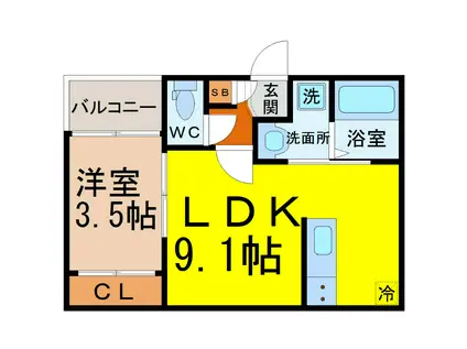 REGALEST PRESTON MORISHITAレガリストプレス(1LDK/1階)の間取り写真