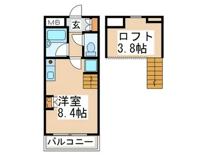 キアヌハレ(ワンルーム/1階)の間取り写真