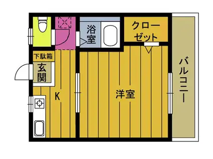 サンライズヒル武蔵II(1K/2階)の間取り写真