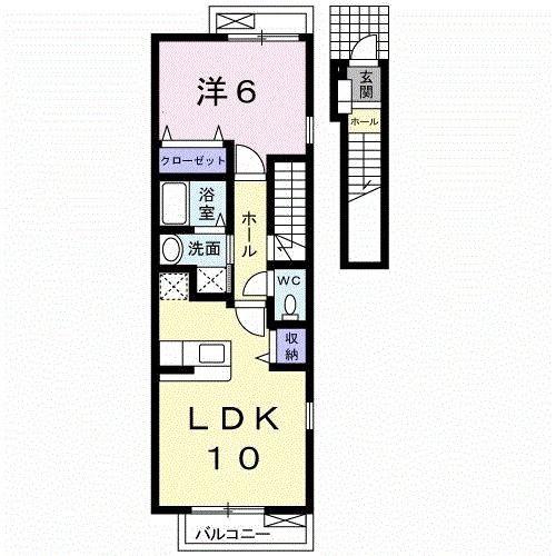 ジェルメ(1LDK/2階)の間取り写真
