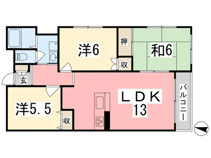 シャトレ21(3LDK/3階)の間取り写真
