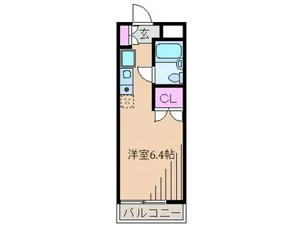 ザ・グレイセスキクナ(ワンルーム/2階)の間取り写真