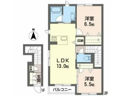 YAKUSI京 A(2LDK/2階)の間取り写真