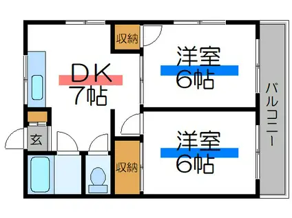 コーポ昭喜(2DK/1階)の間取り写真