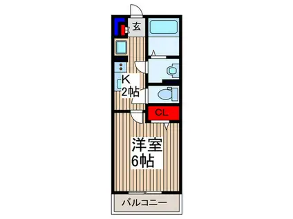 ルアーナ西浦和(1K/1階)の間取り写真