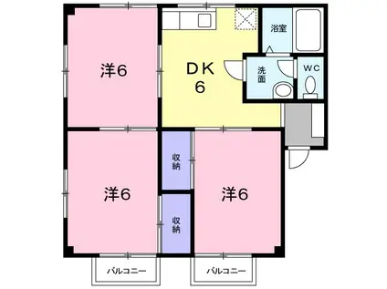 中尾弐番館(3LDK/2階)の間取り写真