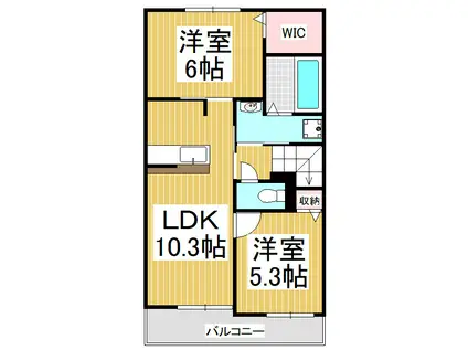 ル・プランタン I(2LDK/2階)の間取り写真