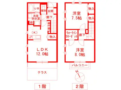 パークメゾン井田(2LDK/1階)の間取り写真