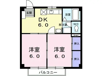 ヒルハウス白井I(2DK/2階)の間取り写真