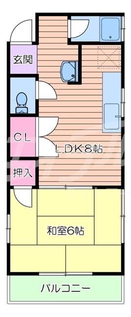 信和コーポ(1DK/2階)の間取り写真