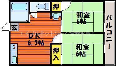 シティハイムあかね B棟(2DK/1階)の間取り写真