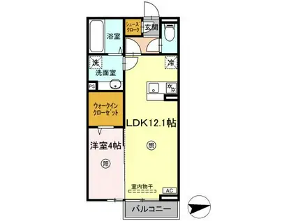 DROOM和田町(1LDK/2階)の間取り写真