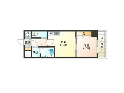 ONE ROOF FLAT FUKUSHIMA(1DK/9階)の間取り写真