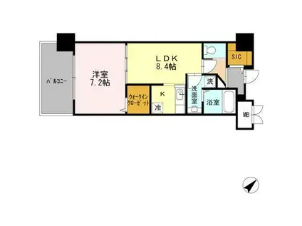 グランドテラス新都心(1LDK/10階)の間取り写真