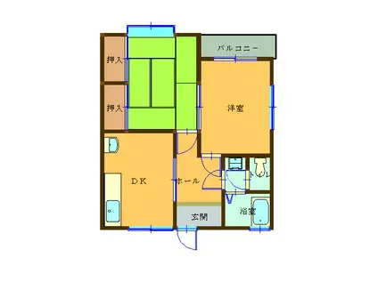 リッツ巻島(2DK/1階)の間取り写真