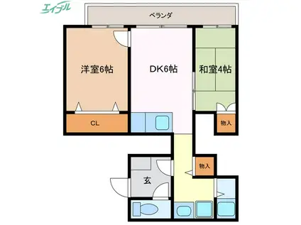 コープ野村四日市(2DK/6階)の間取り写真