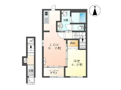 LIEN・K(1LDK/2階)の間取り写真