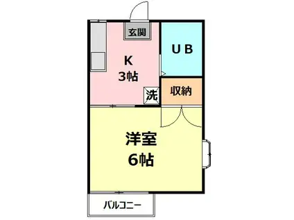 ヴューハイツ(1K/2階)の間取り写真