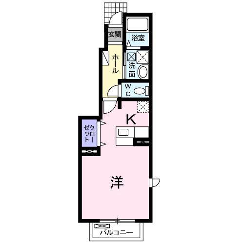 キャッスル・U(1K/1階)の間取り写真