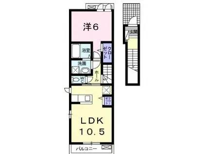 グラーベン福泊(1LDK/2階)の間取り写真