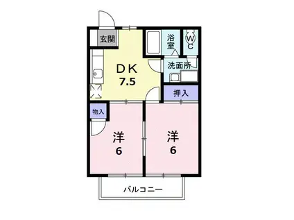 エトワール(2DK/2階)の間取り写真