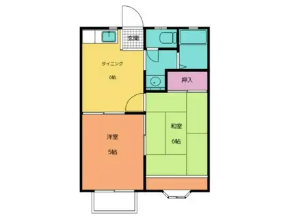 ヤングハウスD棟(2DK/2階)の間取り写真