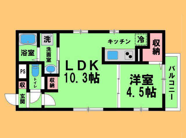 CHERIM 庄内通(1LDK/3階)の間取り写真
