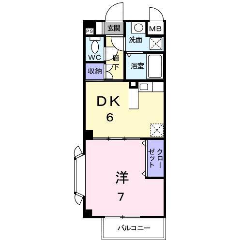 カーサセレーノ(1DK/1階)の間取り写真