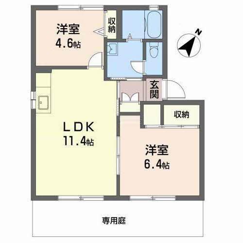 フレグランス城南(2LDK/1階)の間取り写真