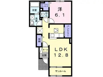 イロンデル I(1LDK/1階)の間取り写真