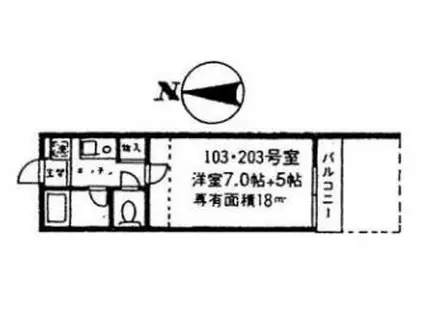 セントハイムつつじヶ丘弐番館(1K/1階)の間取り写真