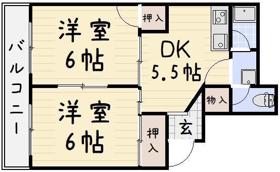第三白石ビル(2DK/4階)の間取り写真