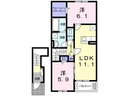 アイリス・K II(2LDK/2階)の間取り写真