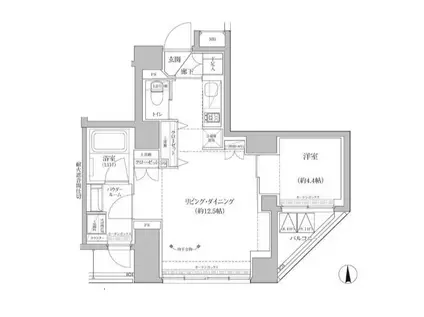 RELUXIA上野イースト(1LDK/10階)の間取り写真