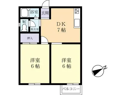 エクセレントI(2DK/2階)の間取り写真