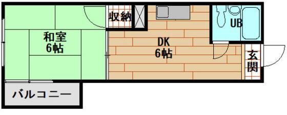 コーポ安留(1DK/2階)の間取り写真