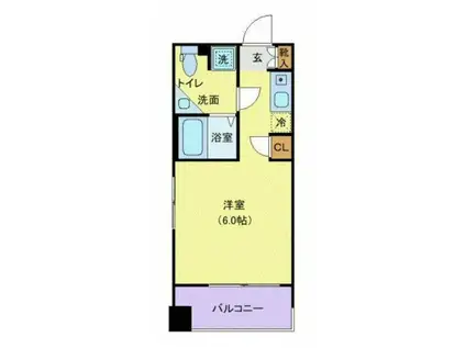 クレジデンス神谷町(ワンルーム/5階)の間取り写真