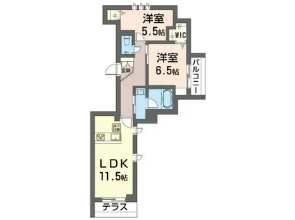 エクラージュ目白(2LDK/1階)の間取り写真