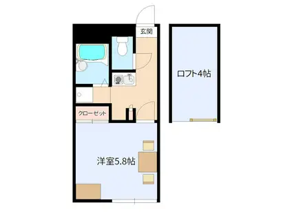 プチ・フルール(1K/1階)の間取り写真