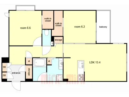 グランメゾン本山(2LDK/2階)の間取り写真