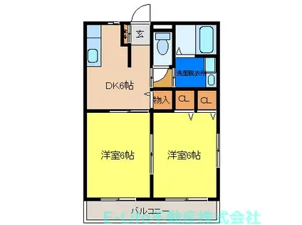 ハイアットI・II(2DK/1階)の間取り写真